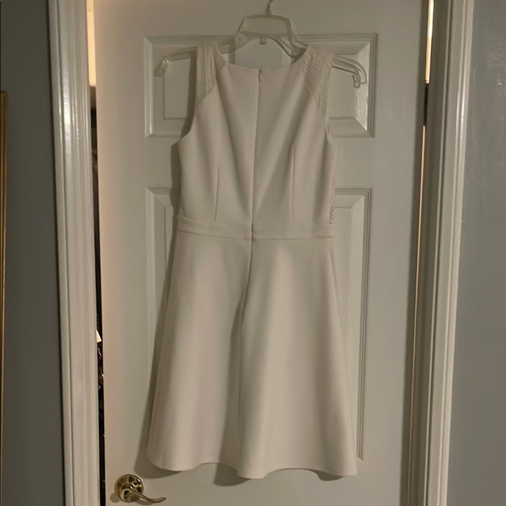 LOFT Ribbed White Mock Neck Mini Dress - Picture 2 of 3